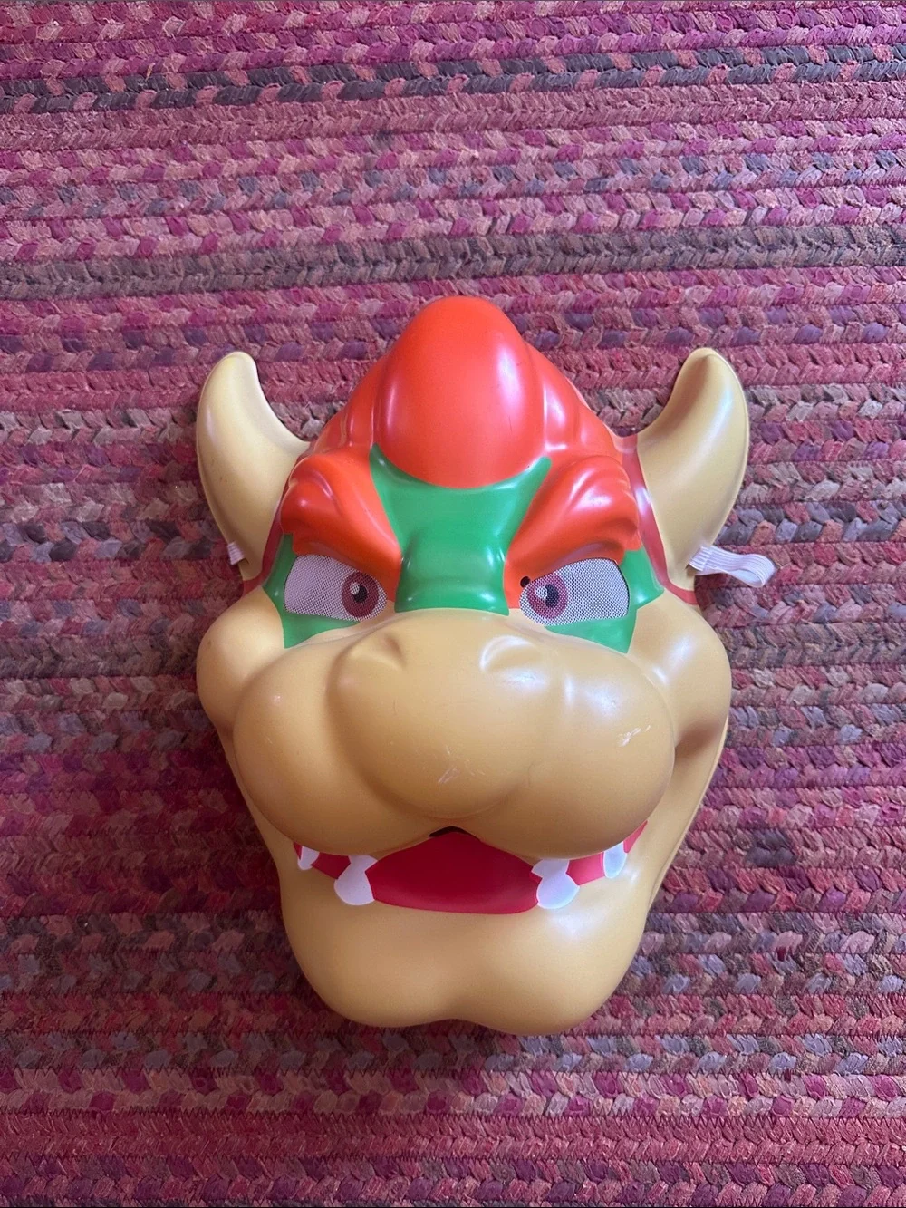Bowser Plastic Face Mask - Orange, Green, Yellow Mario costume